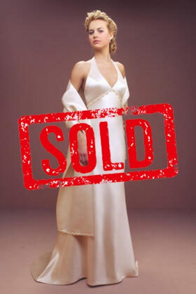 Hermione halter neck wedding dress in ivory matte satin